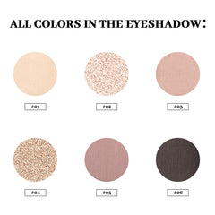 MYSTER ROSEY open palette displaying six nude matte shades for versatile looks