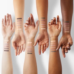 MYSTER ROSEY open palette displaying six nude taupe and brown shades for versatile looks