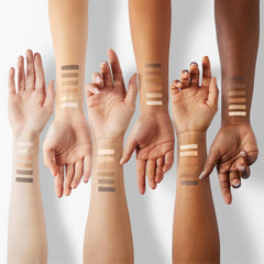 MYSTER ROSEY swatches on arm showing pigment payoff and shade range