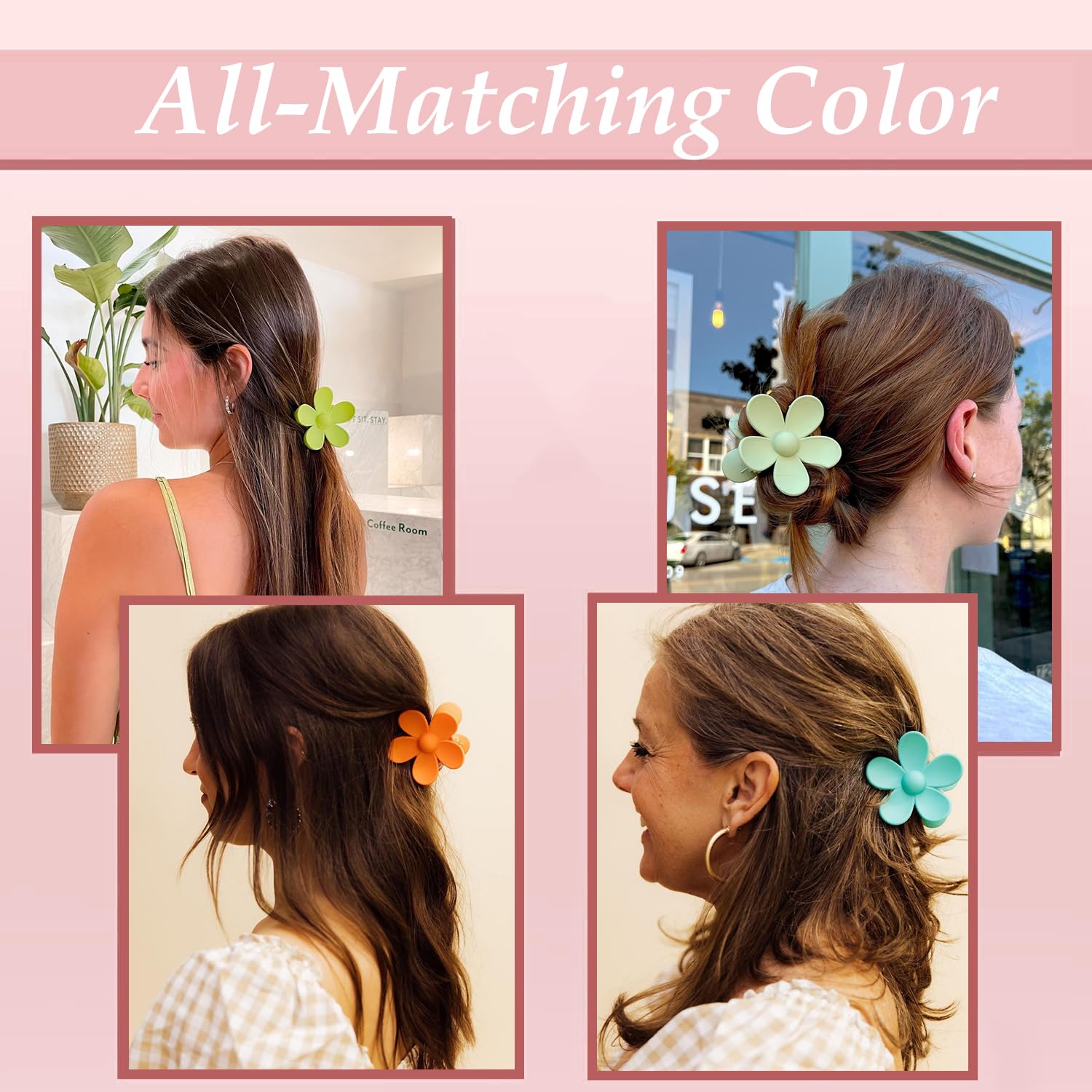 Mythos clip securing thick hair for a strong non-slip hold during activities
