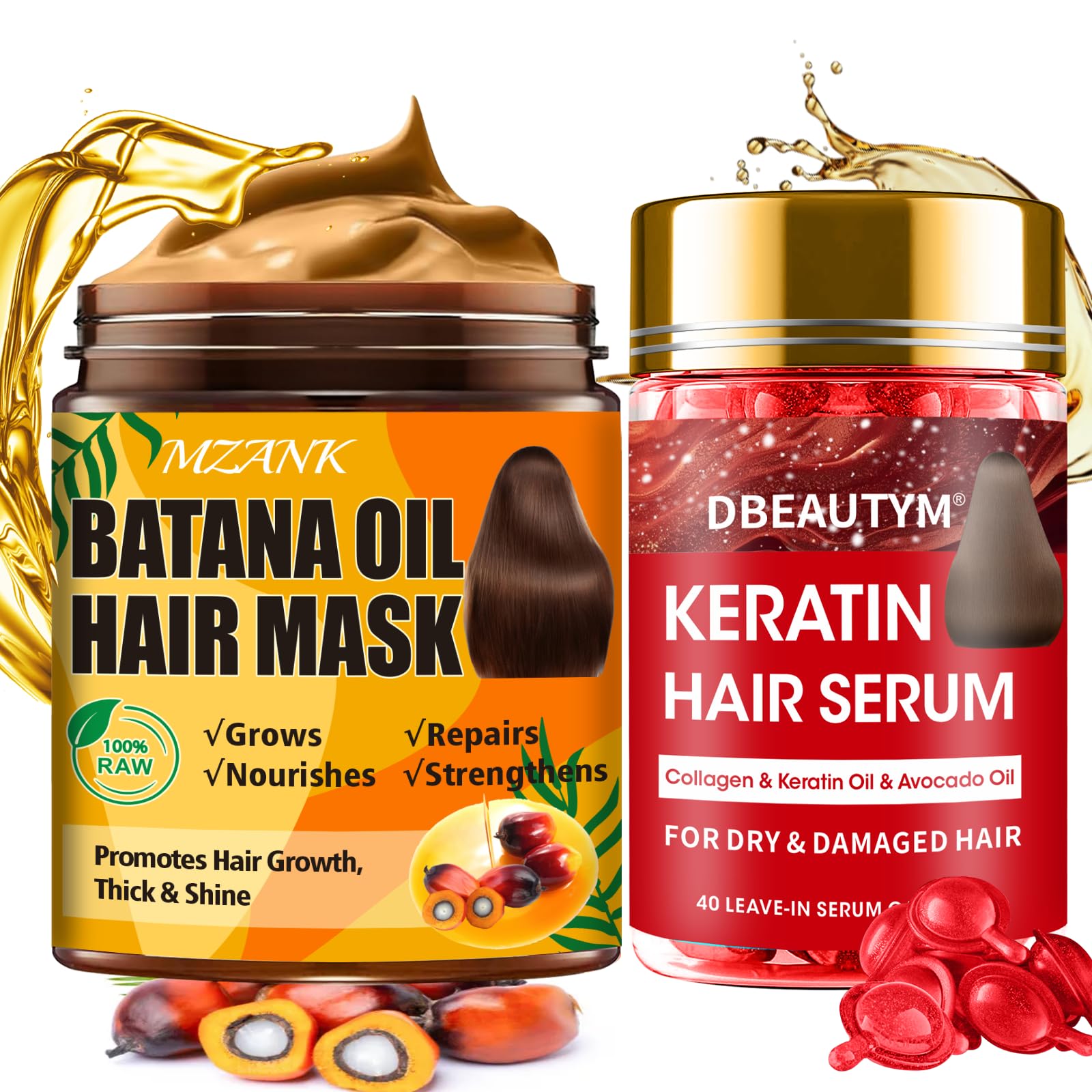 MZANK front packaging showing Batana oil and capsule benefits for nourishment