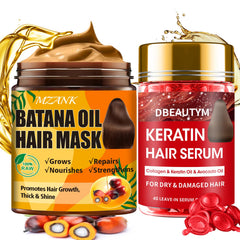 MZANK front packaging showing Batana oil and capsule benefits for nourishment