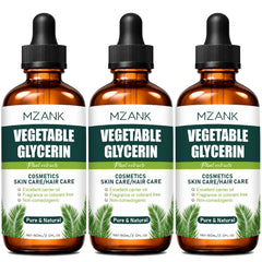 MZANK front bottles showing three-pack and clear pure glycerine benefit hydration