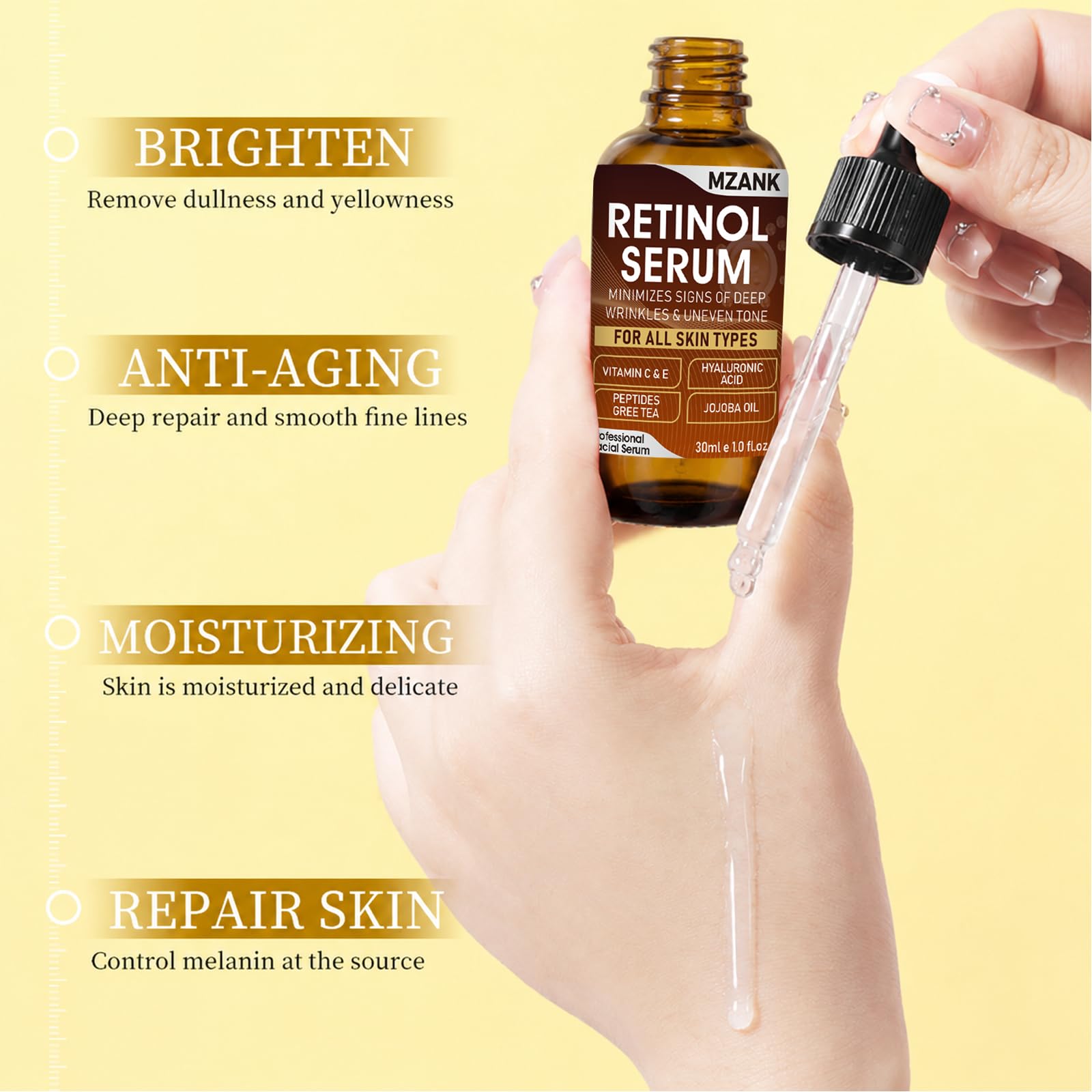 MZANK hyaluronic acid serum texture close-up for deep hydration