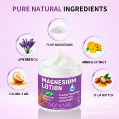 MZANK ingredients display with lavender and arnica for soothing benefits