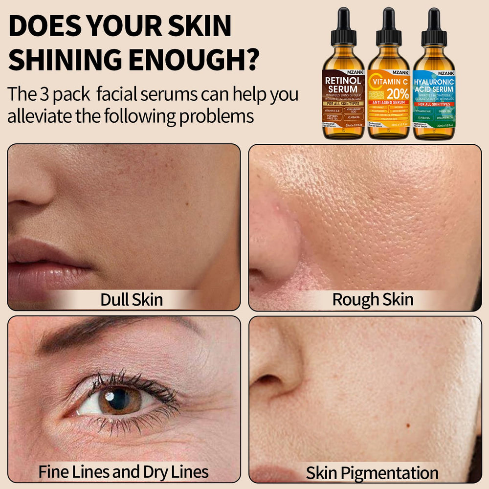MZANK serums staged on bathroom shelf for evening retinol ritual