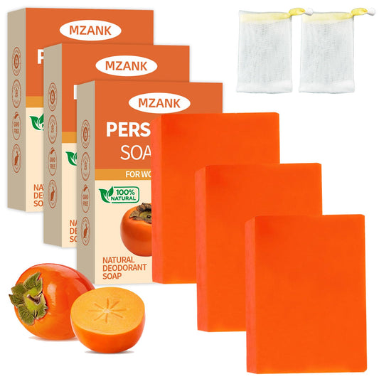 MZANK persimmon soap front packaging showing clean label and benefits