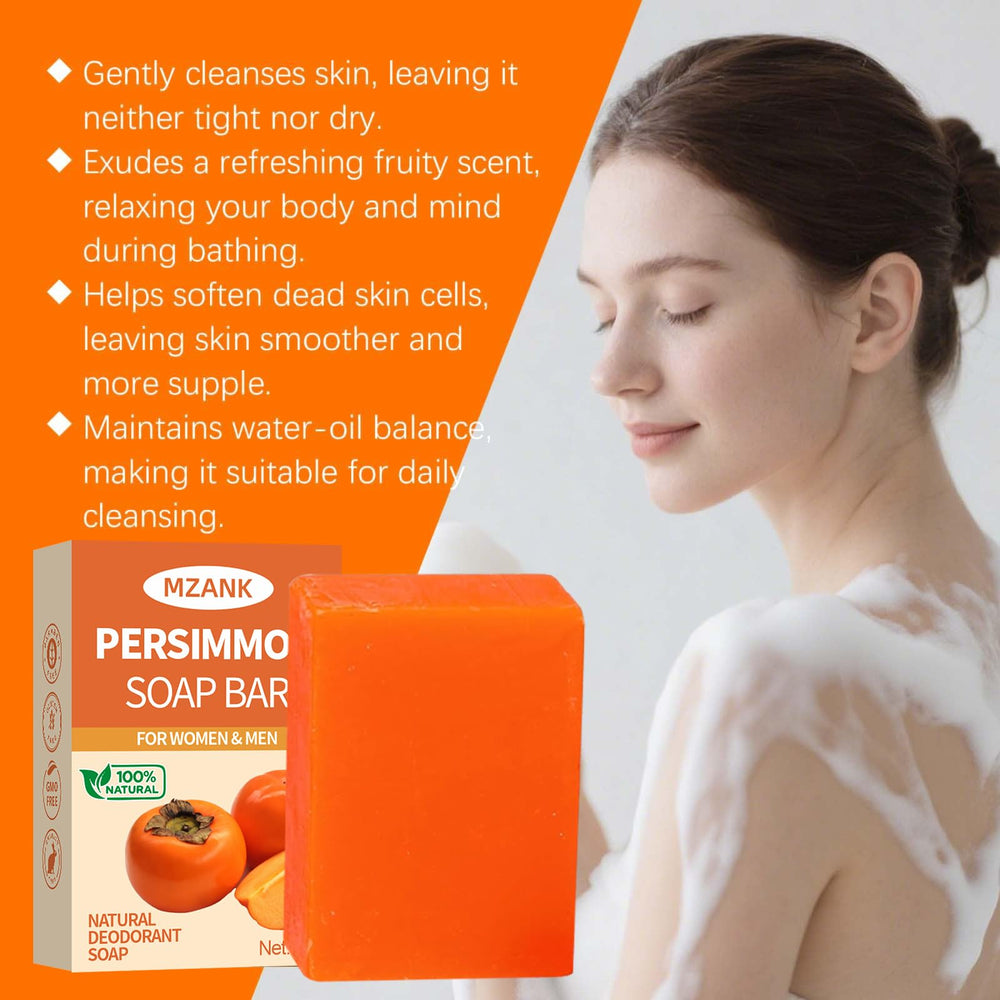 MZANK persimmon soap size comparison next to ruler showing actual bar dimensions