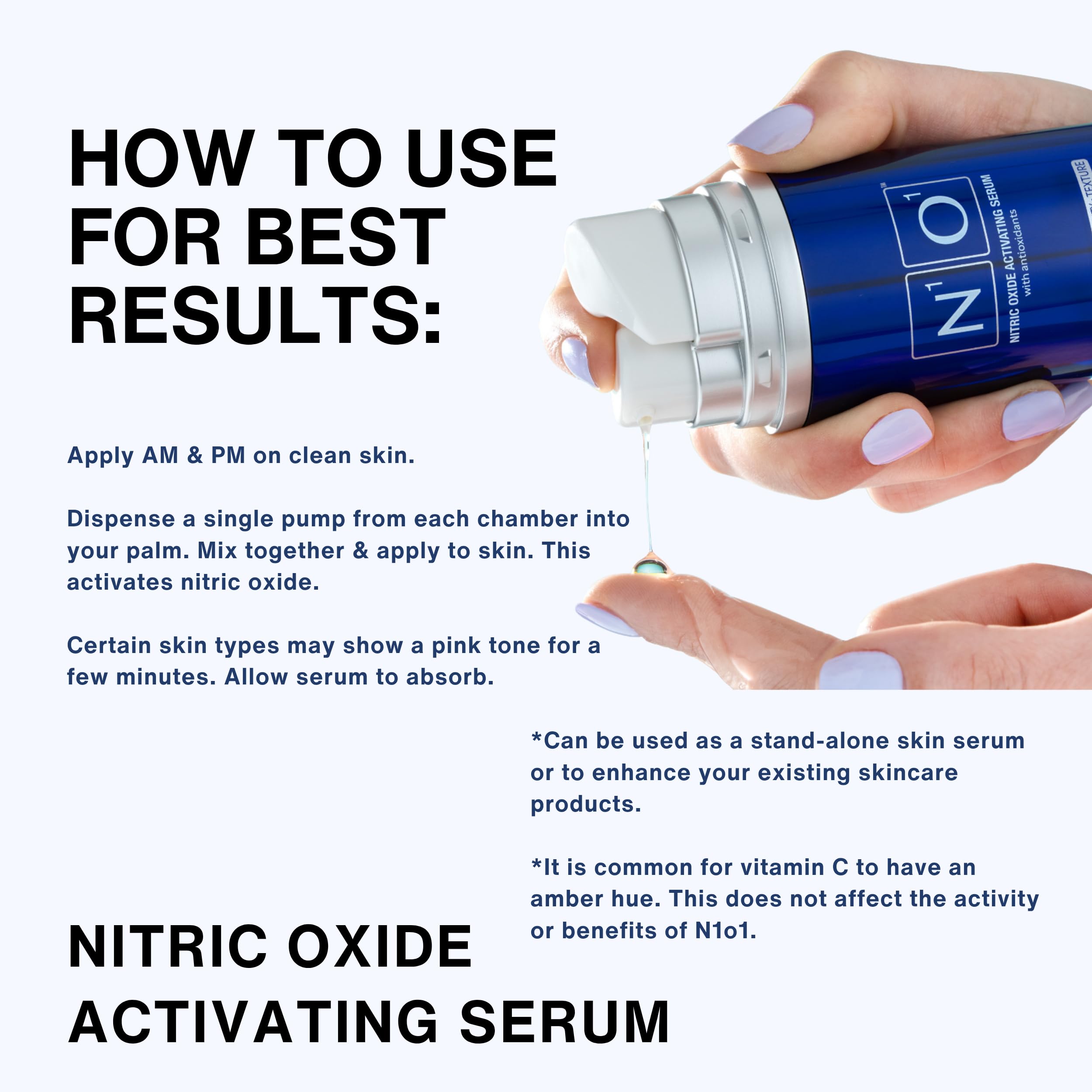 N1O1 being applied to hand showing easy absorption and smoothing benefit