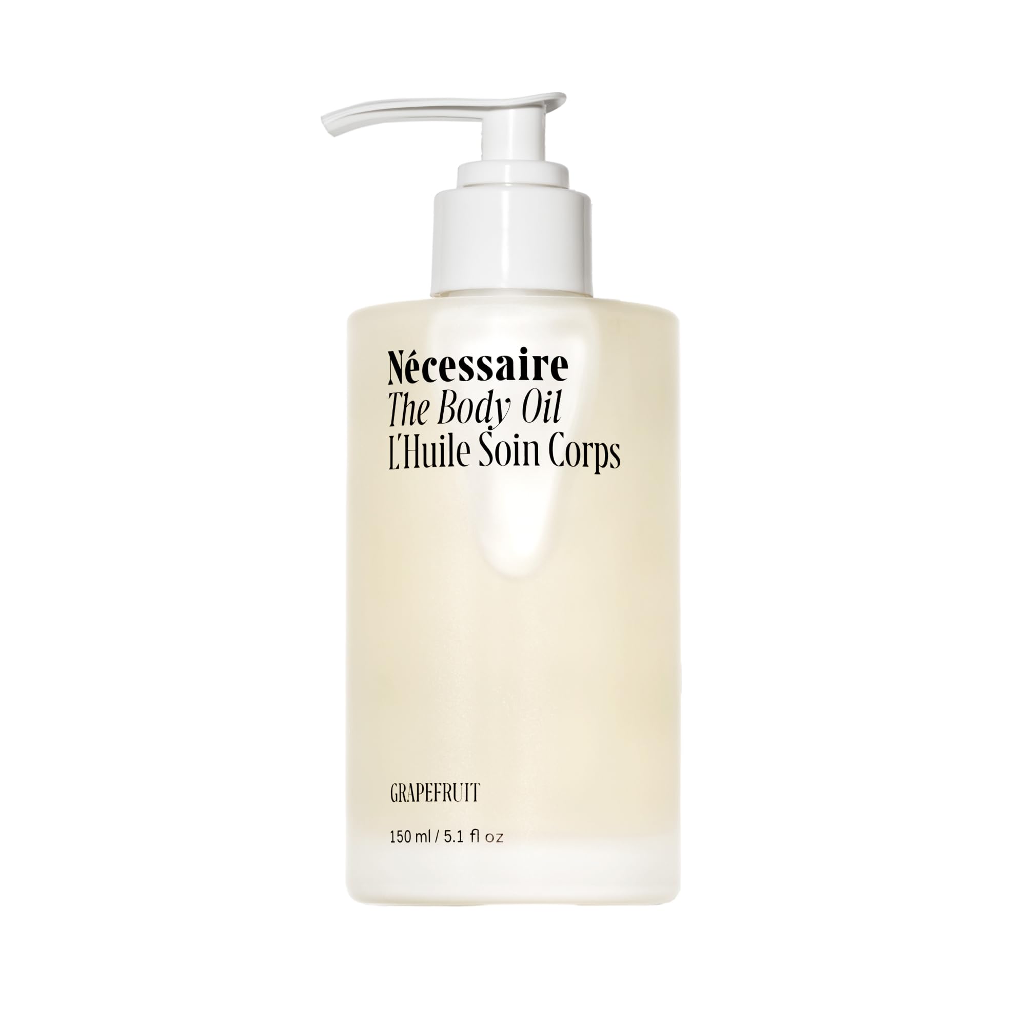 Nécessaire The Body Oil front bottle showing sleek packaging and product benefit