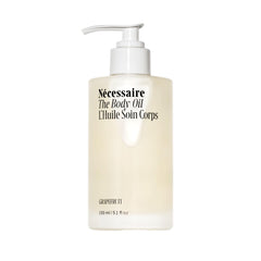 Nécessaire The Body Oil front bottle showing sleek packaging and product benefit