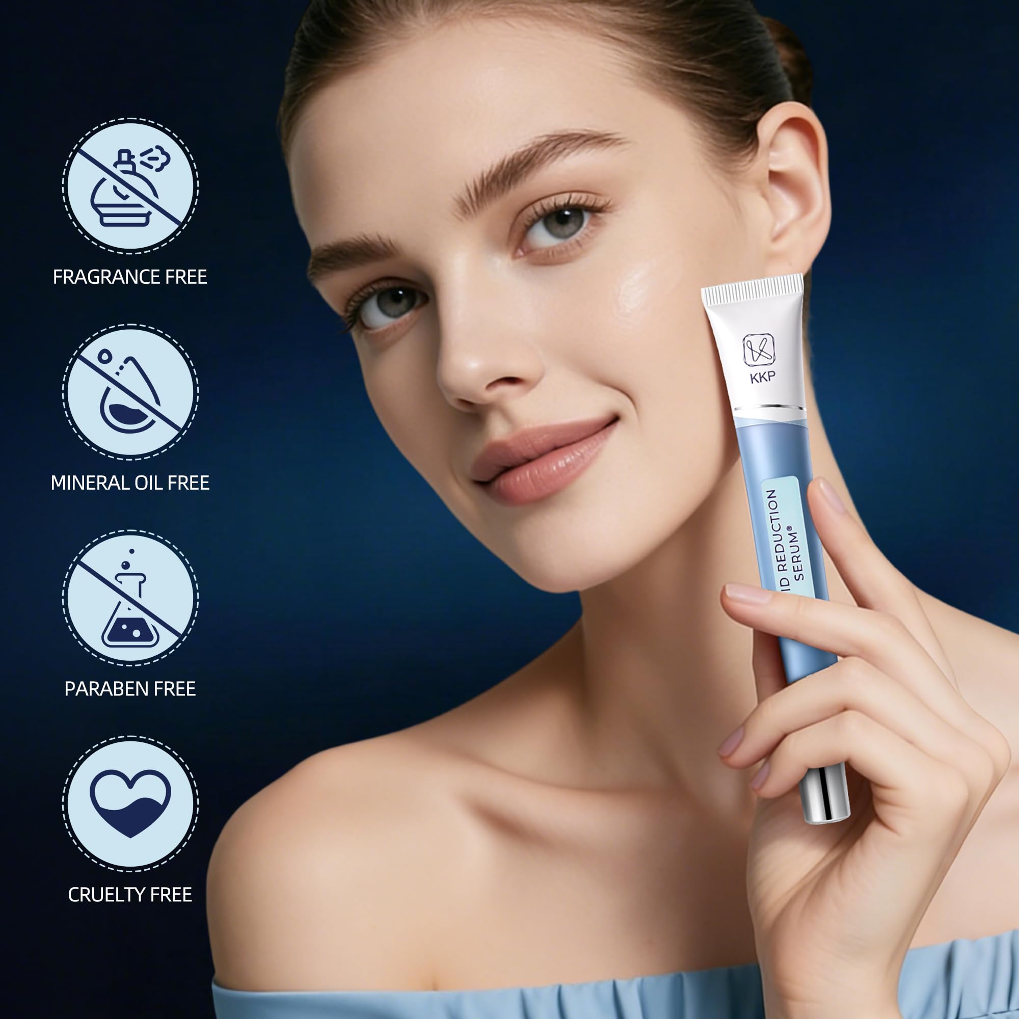 Nabevin serum texture on fingertip highlighting lightweight, fast-absorbing benefit