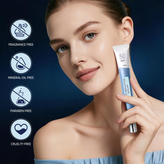 Nabevin serum texture on fingertip highlighting lightweight, fast-absorbing benefit