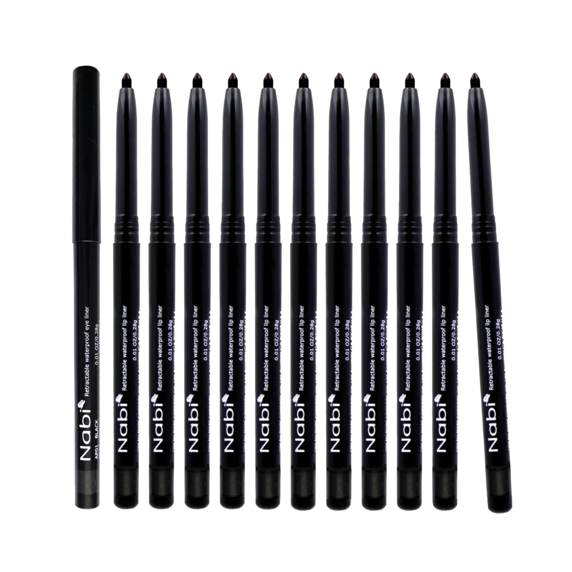 Nabi front packaging showing 12 retractable eyeliners and value