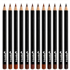 Nabi front packaging of 12 brown lip liners showing shade variety and kit benefit