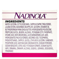 NADINOLA packaging and ingredients label showing key actives
