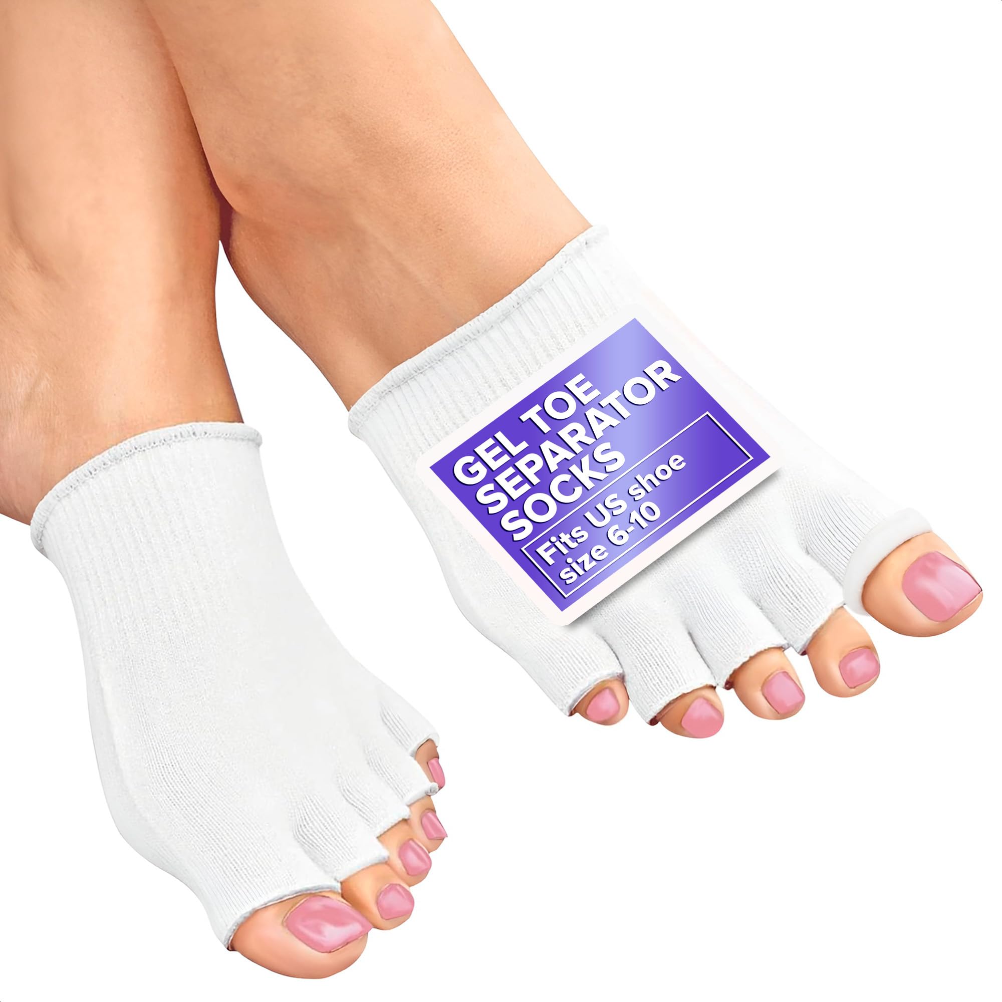 NADOBA front packaging showing gel toe separator socks and size fit benefits