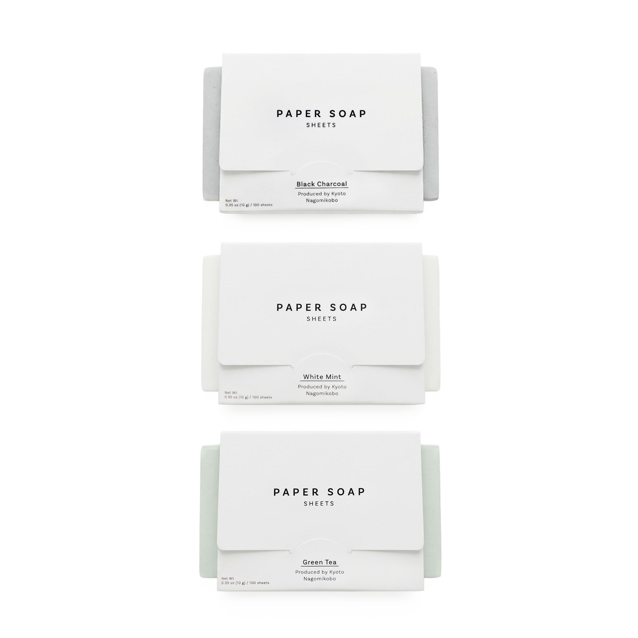 なごみ工房 front packaging showing compact travel soap sheets and branding convenience
