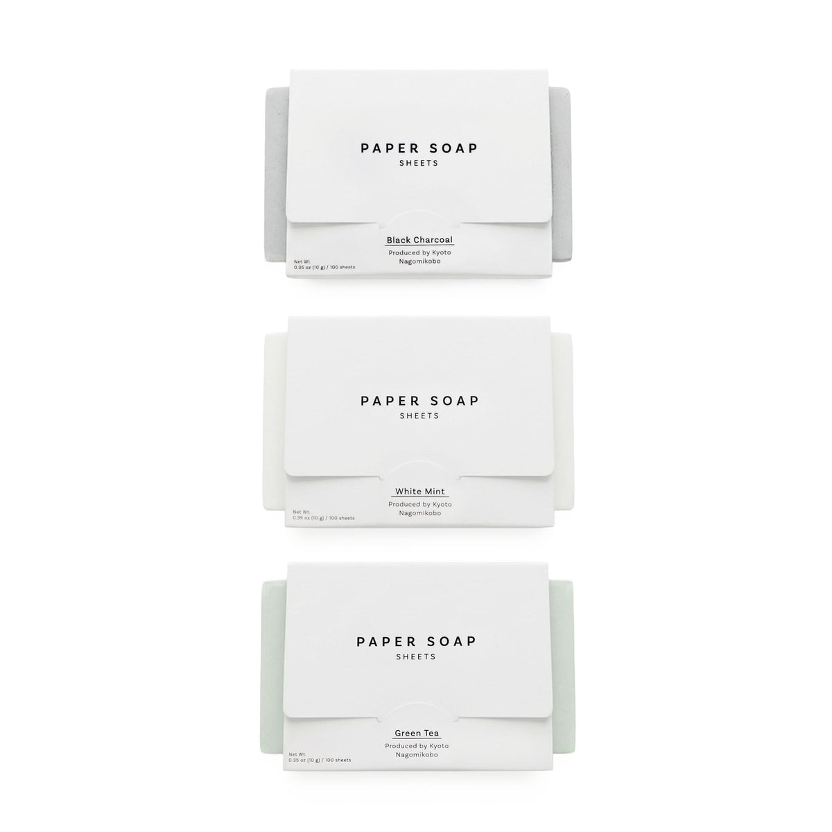 なごみ工房 front packaging showing compact travel soap sheets and branding convenience