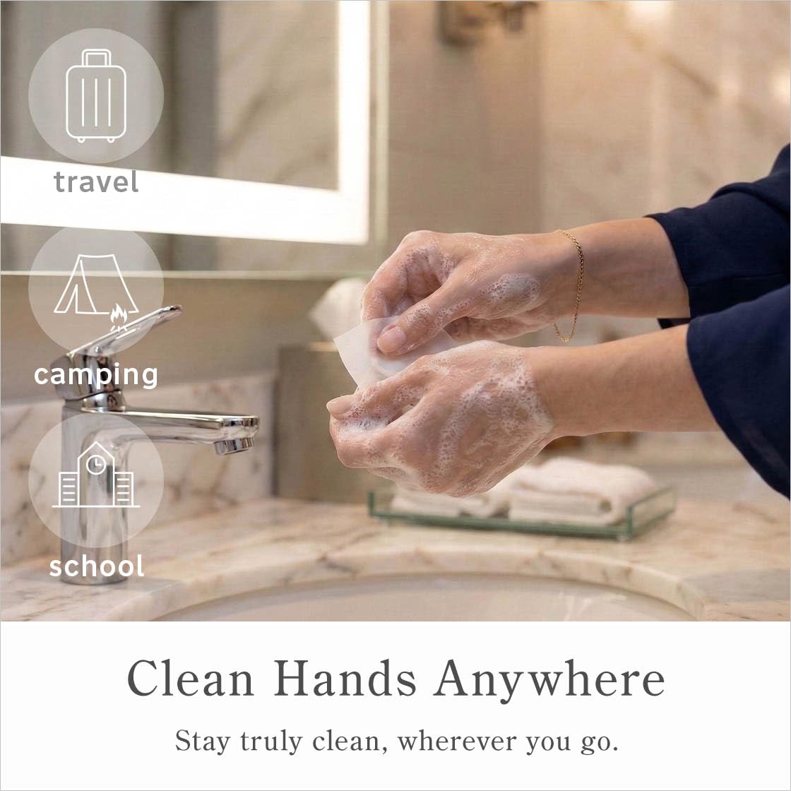 なごみ工房 handwashing at campsite sink showing practical outdoor hygiene solution