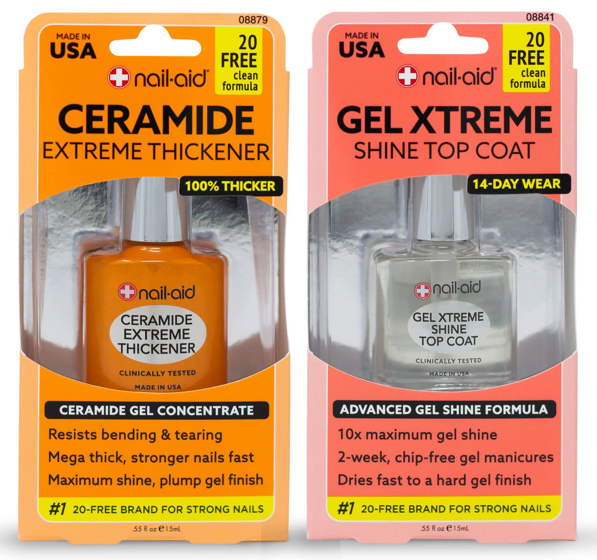 NAIL-AID front packaging showing two clear bottles and benefits