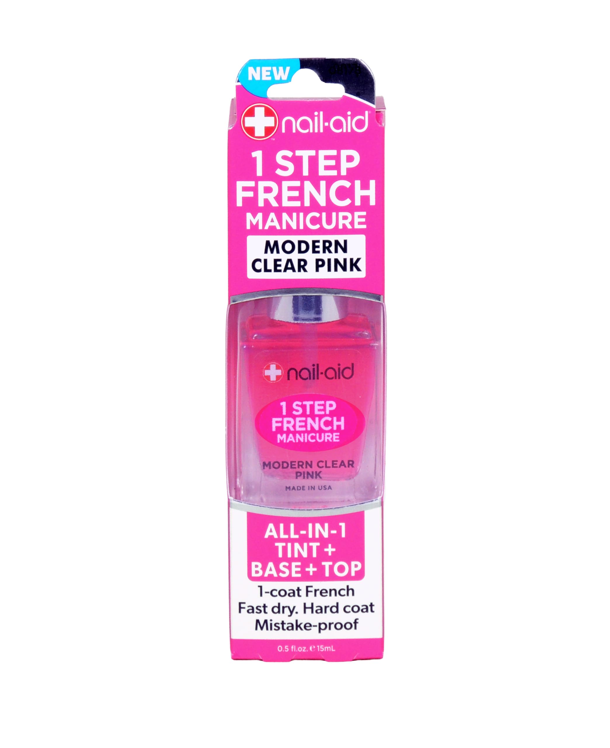 Nail-Aid front packaging showing glossy sheer pink and benefit of quick polish