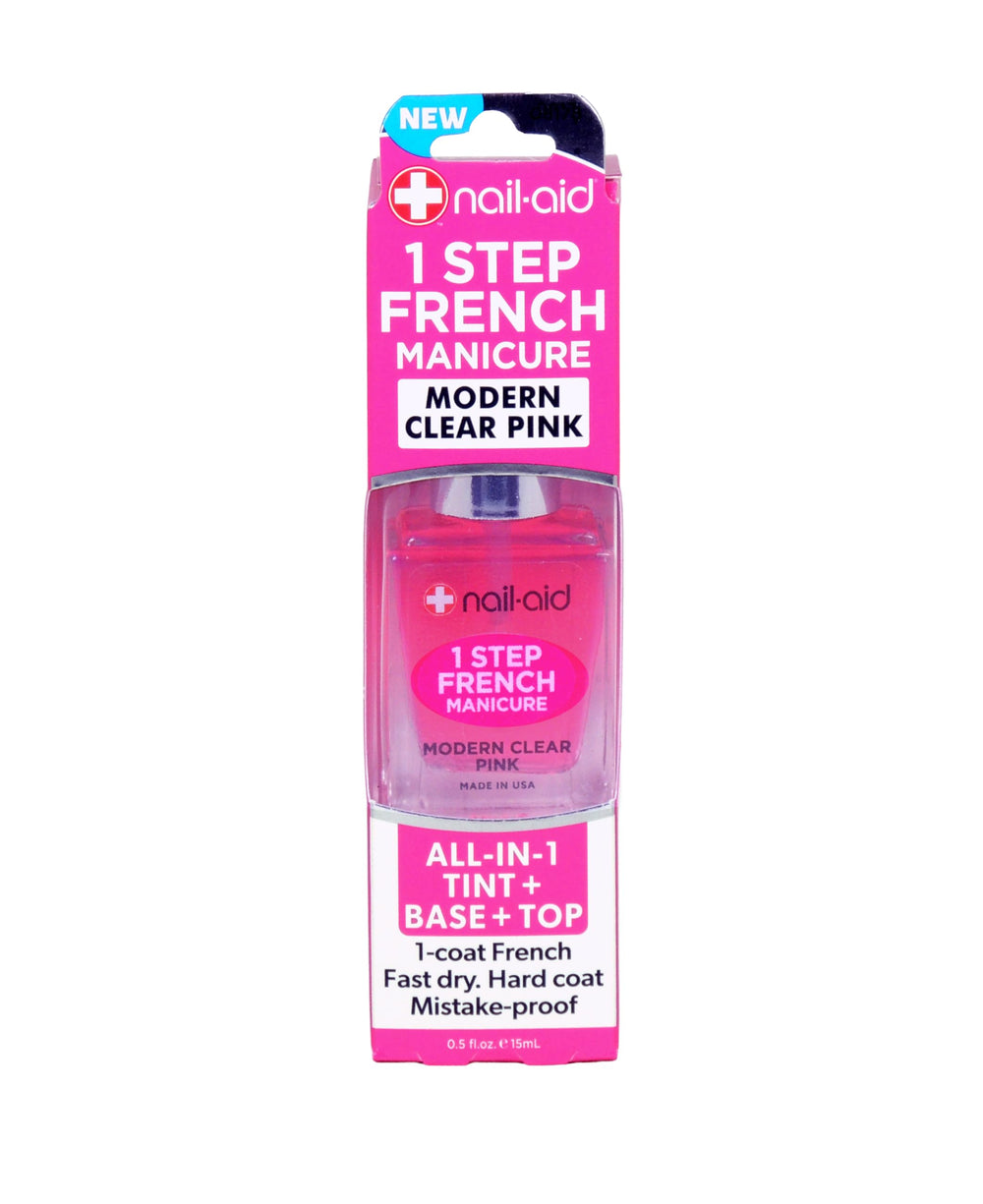 Nail-Aid front packaging showing glossy sheer pink and benefit of quick polish