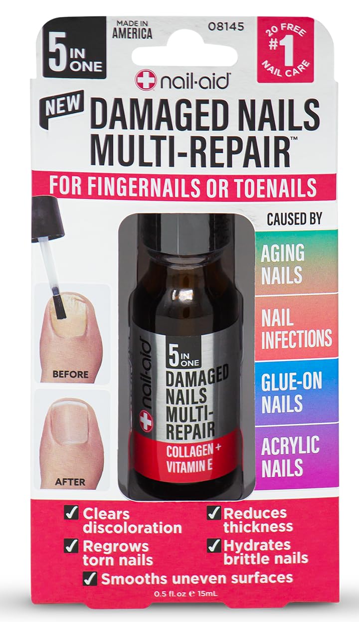Nail-Aid on a pedicure tray showing hydrated nails and polished look