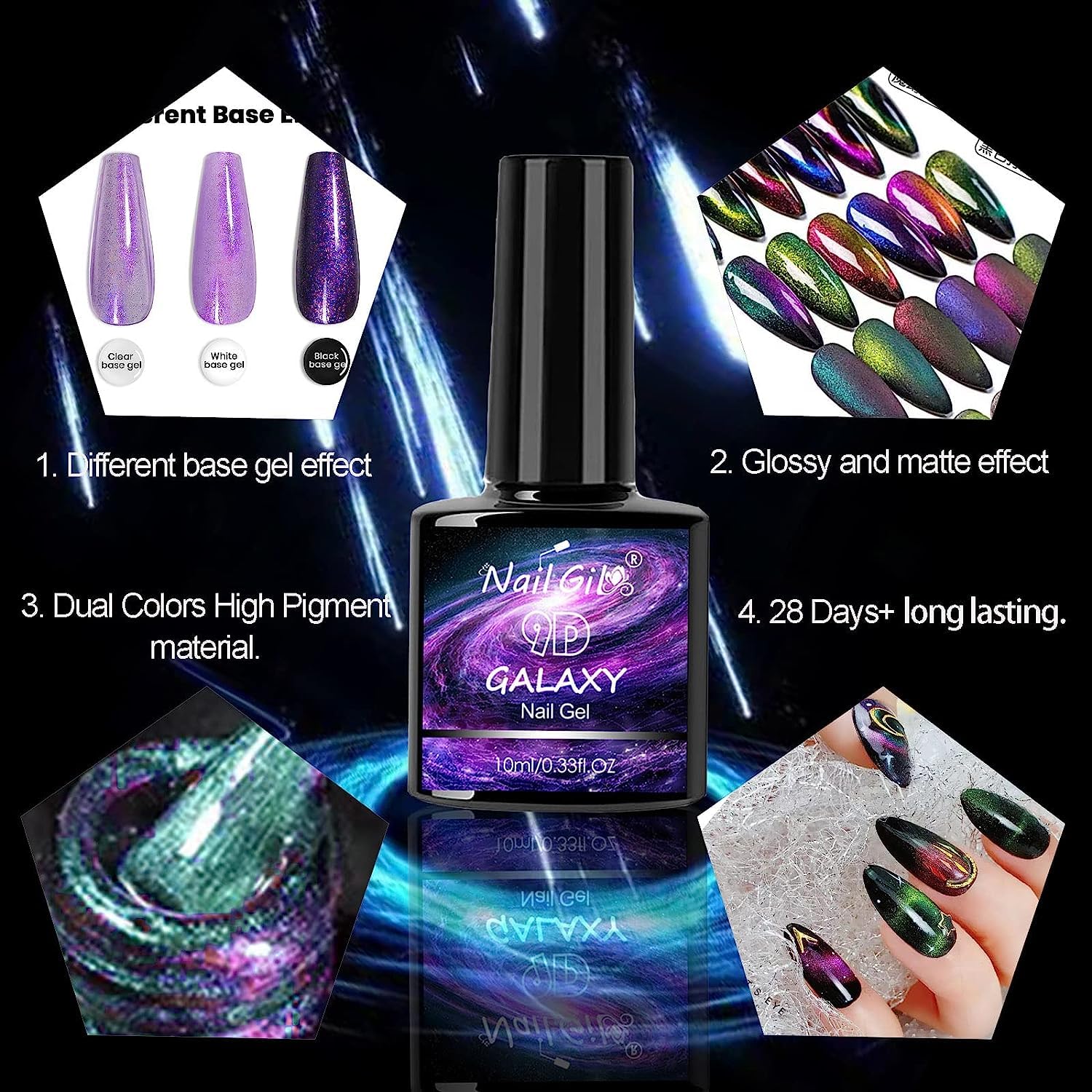 NAIL GIL A03 bottle beside ruler showing size and volume benefit
