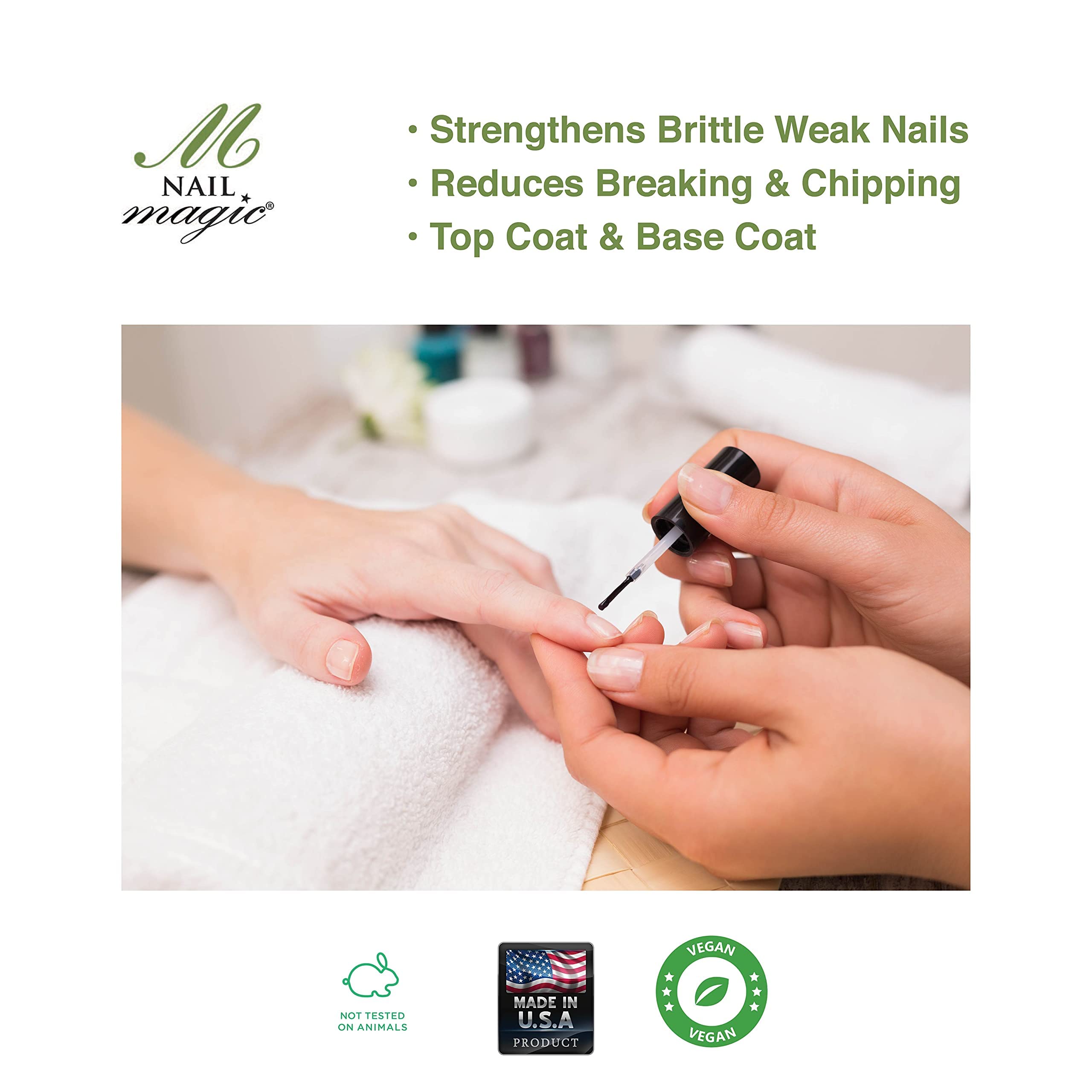 Nail Magic before and after nails showing reduced splitting benefit