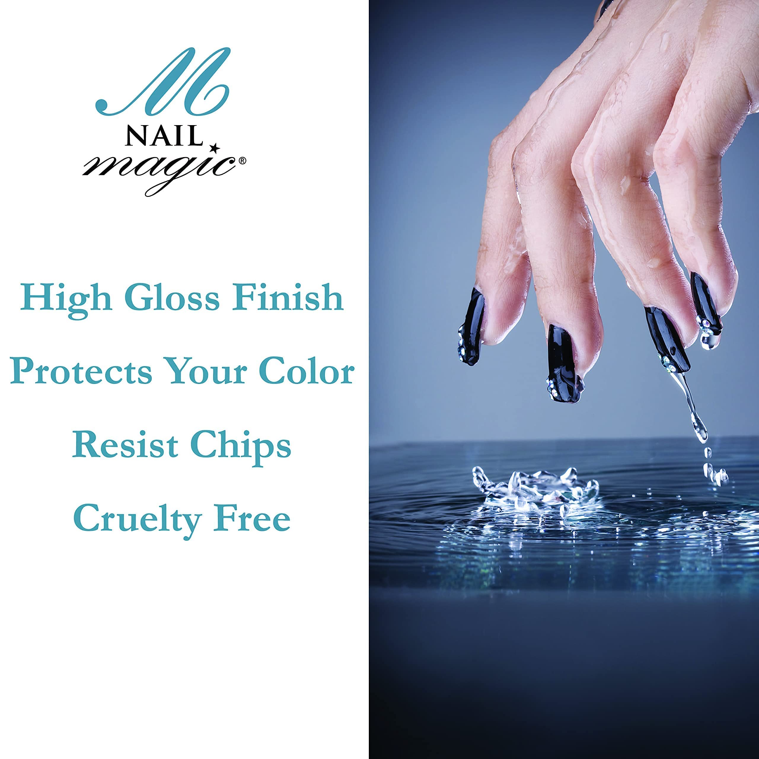 Close-up of Nail Magic wet-look shine reflecting light for high gloss benefit