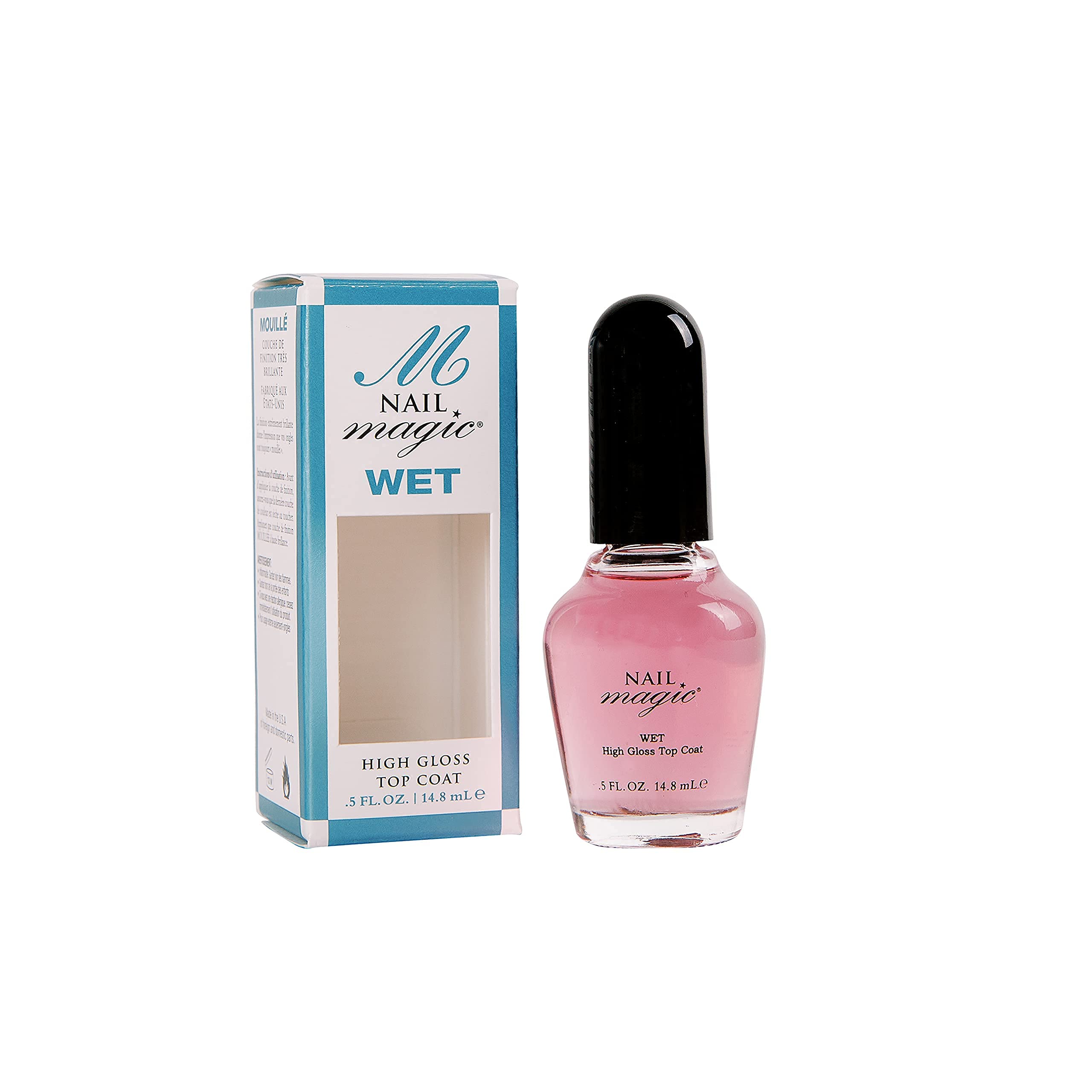 Nail Magic bottle front view showing product and glossy finish benefits
