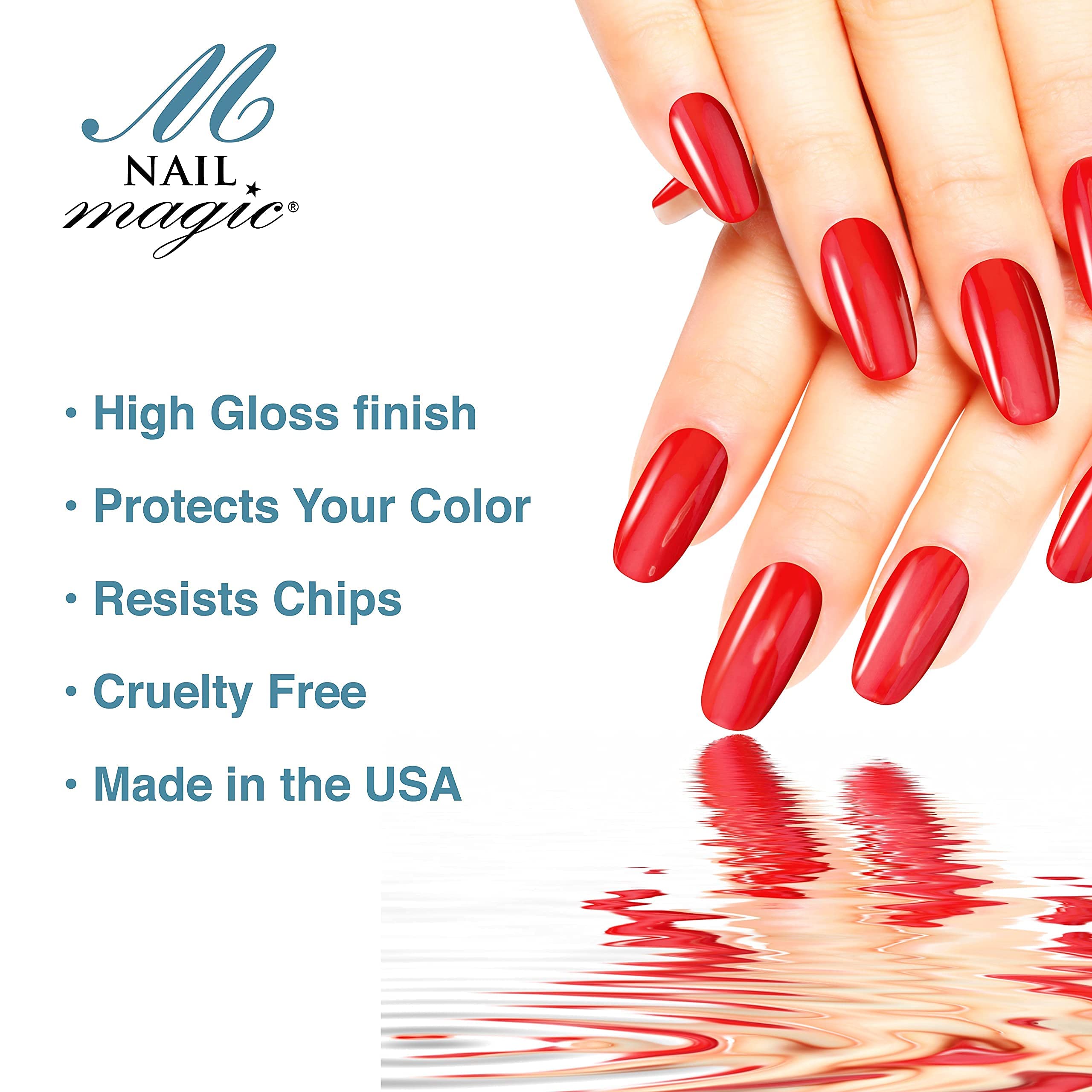 Lifestyle scene of Nail Magic on bathroom counter showing everyday salon-quality benefit