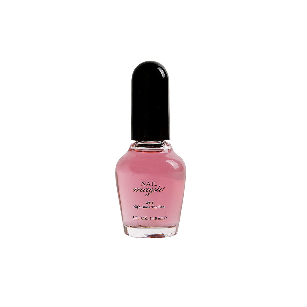 Nail Magic bottle with colored polishes illustrating compatibility and enhanced color benefit