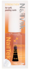 Nail Tek front packaging showing 0.5 fl oz bottle and clear polish benefit