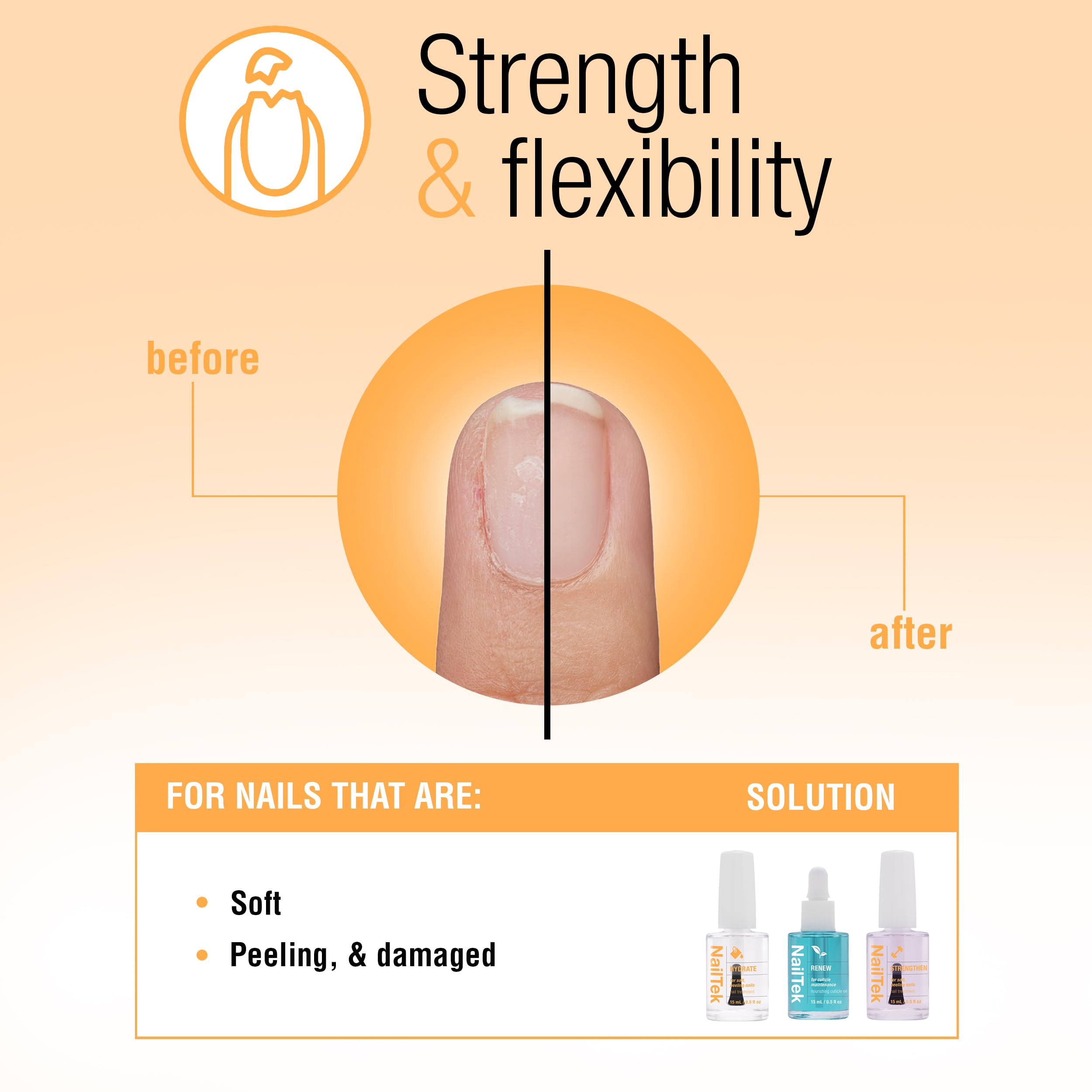 Applying Nail Tek Formula 2 with brush to strengthen and reduce peeling