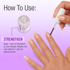 Nail Tek bottle next to ruler showing 0.5 fl oz scale and portability