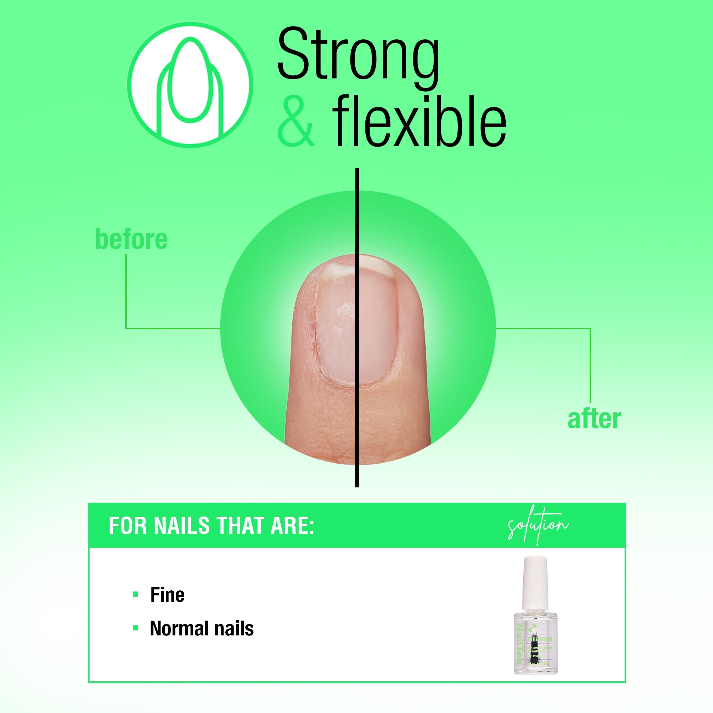 Nail Tek clear polish texture on brush illustrating smooth, lightweight finish