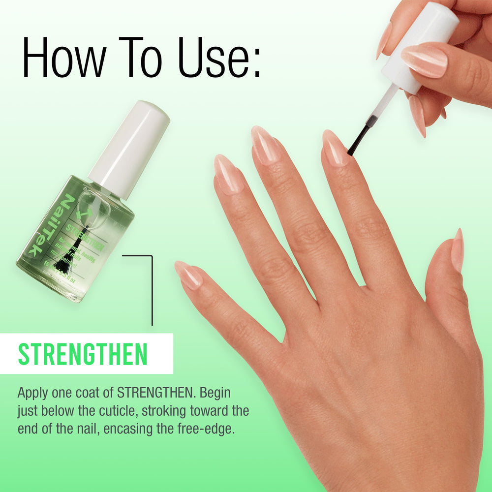 Nail Tek used under colored polish showing better adhesion and smoother color
