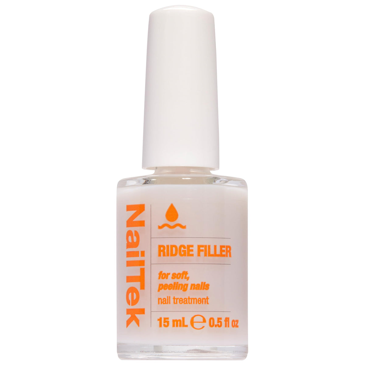Nail Tek front bottle showing clear ridge filler and brand clarity benefit