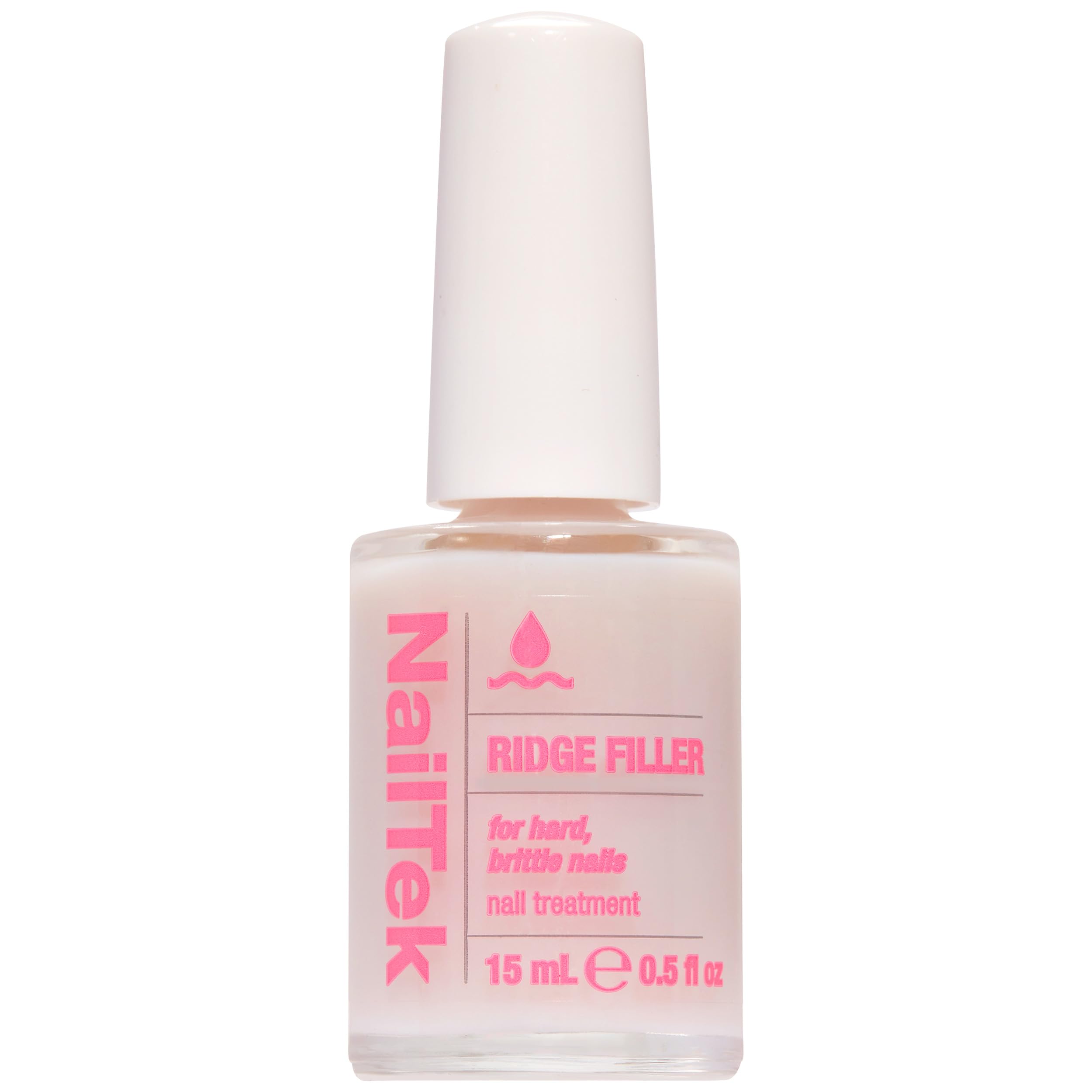 Nail Tek front bottle showing clear ridge filler and sleek packaging benefit: visible results