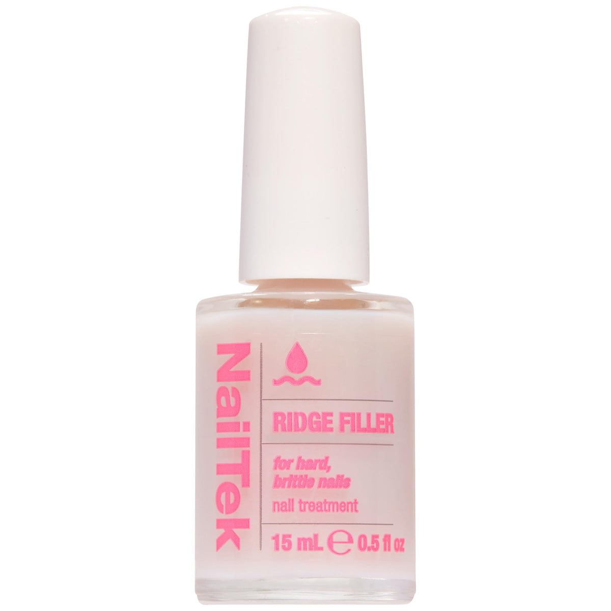 Nail Tek front bottle showing clear ridge filler and sleek packaging benefit: visible results