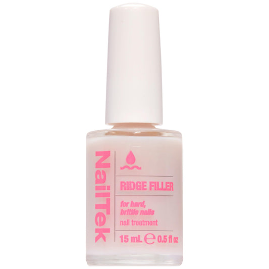 Nail Tek front bottle showing clear ridge filler and sleek packaging benefit: visible results
