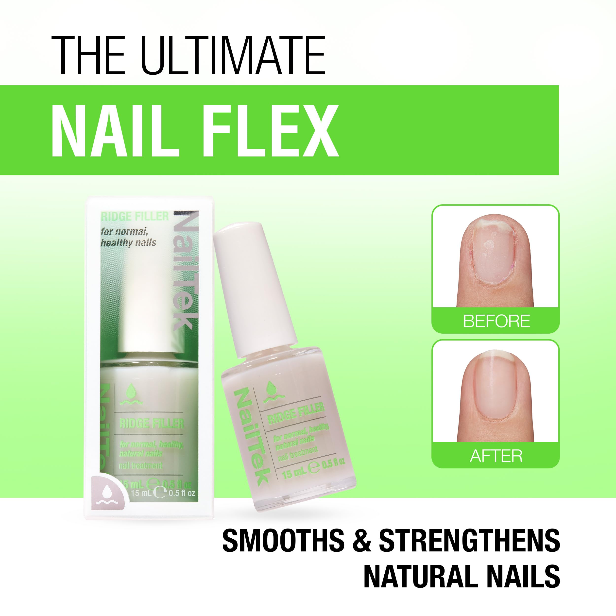 Close-up of Nail Tek being applied showing ridge-blurring benefit