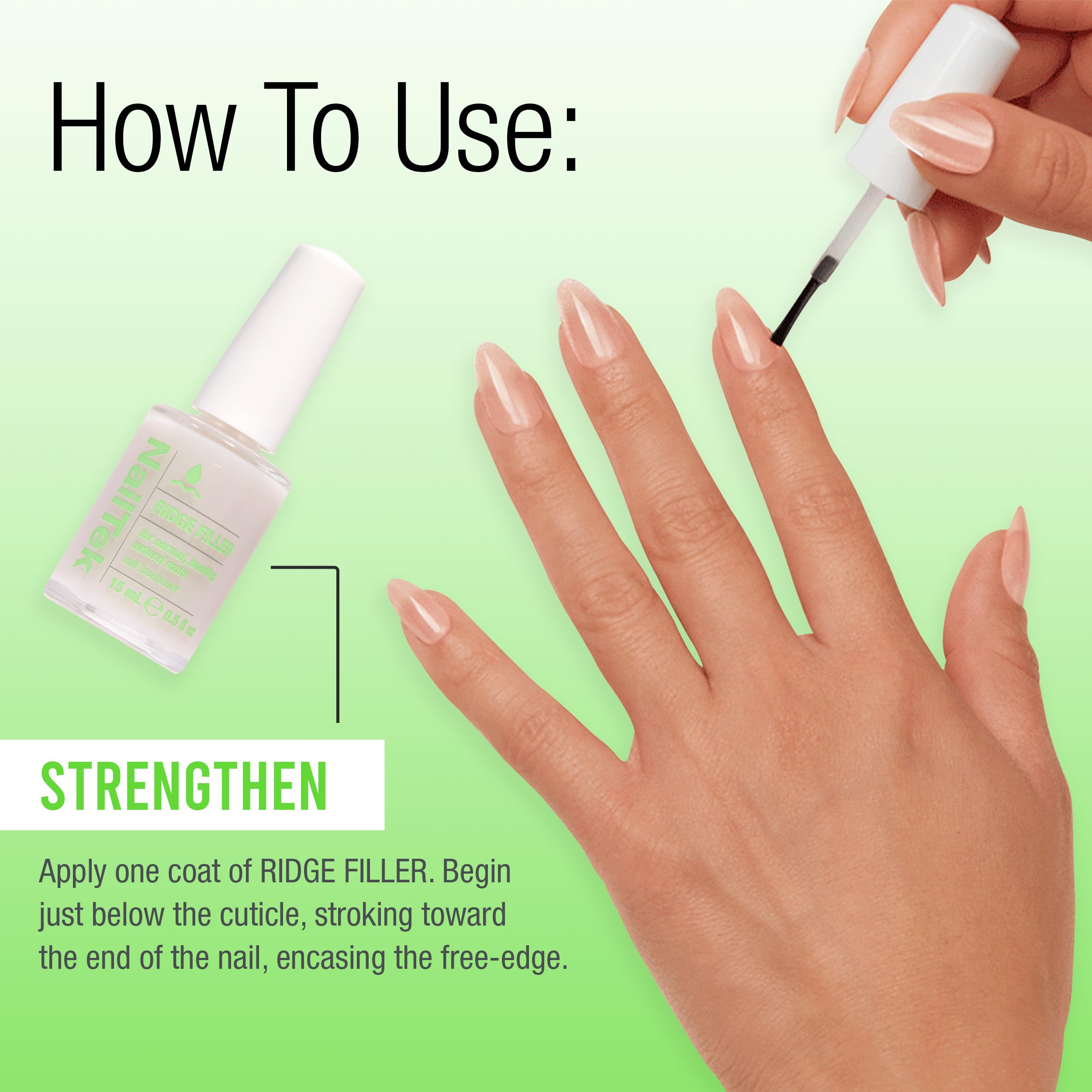 Nail Tek 0.5 fl oz bottle beside coin for size and portability benefit