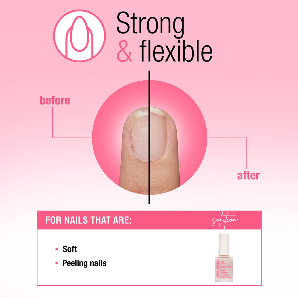 Nail Tek textured swatch showing translucent finish and micro-fiber smoothing benefit