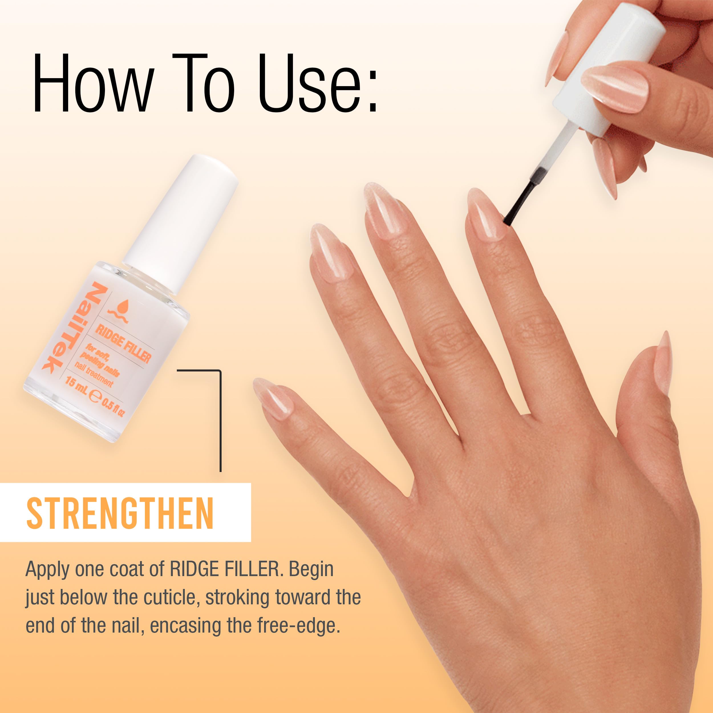 Nail Tek used under polish showing improved adhesion and color finish