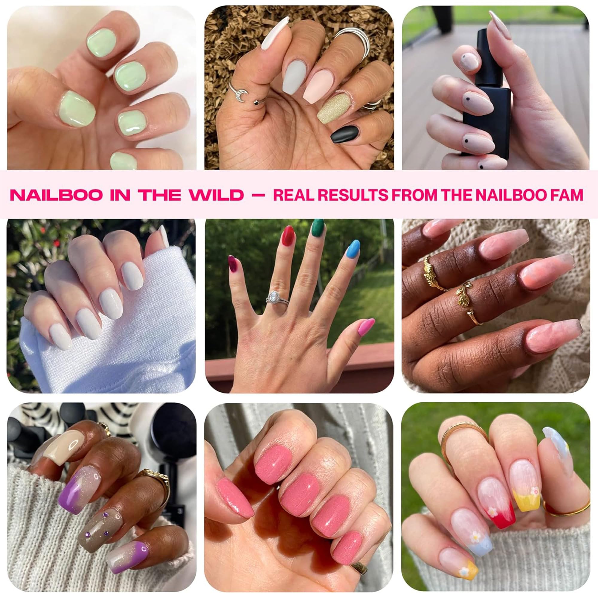 Nailboo dip powder being used to coat nail tip demonstrating simple at-home dipping