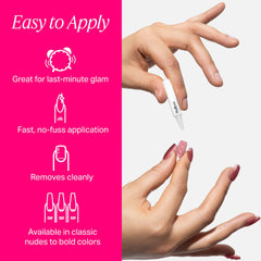 Nailboo glue bottle, alcohol prep pads, and file laid out for quick application