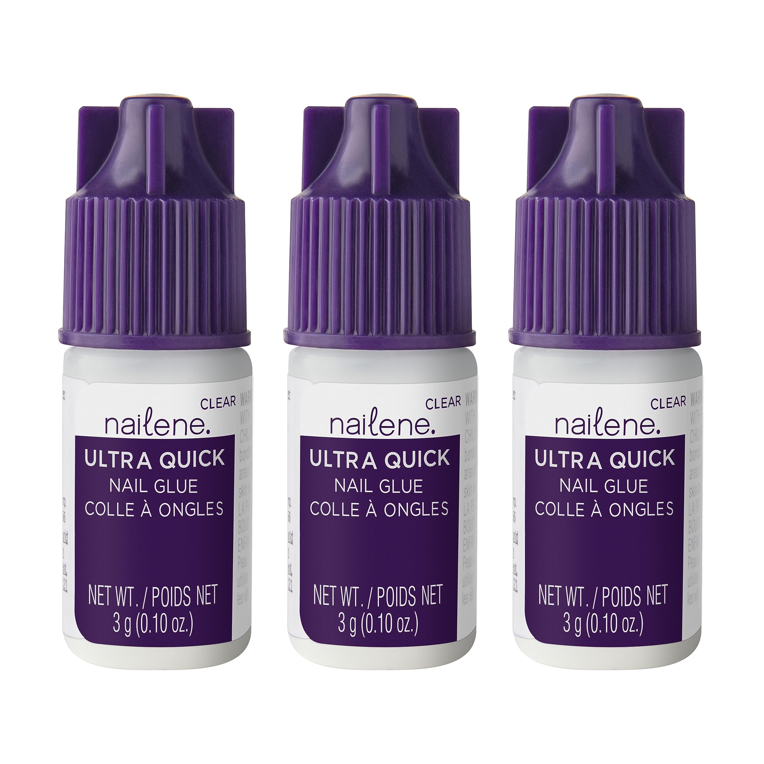 Nailene front packaging showing three glue tubes for value and convenience